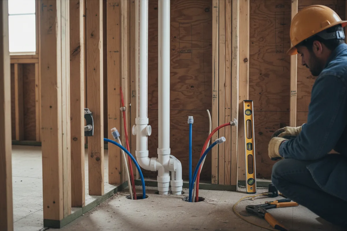 Drain and supply rough-in during Leak Detection in Copan