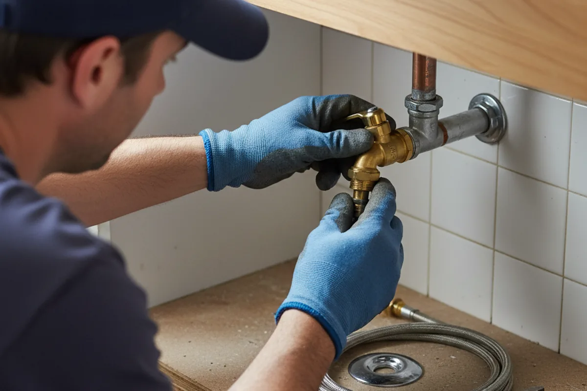 Shutoff valve and fitting work during Faucet and Fixture Repair in Copan